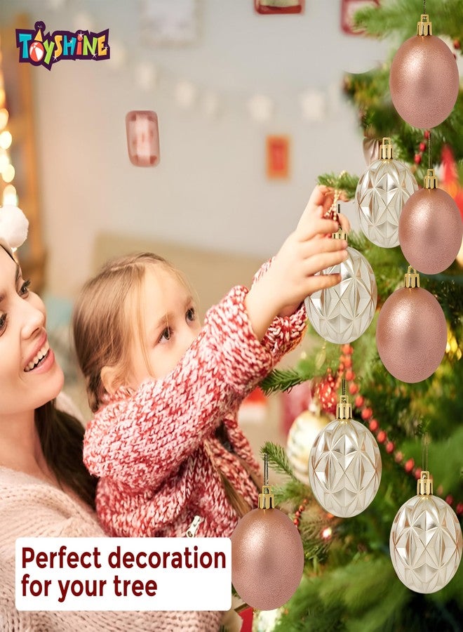 Toyshine Set of 8 Christmas Decorative Hanging Balls in Rose Gold and Golden Finish | Hanging Ornaments Each of 5cm for Xmas Tree Home & Theme Party Décor - Image 4